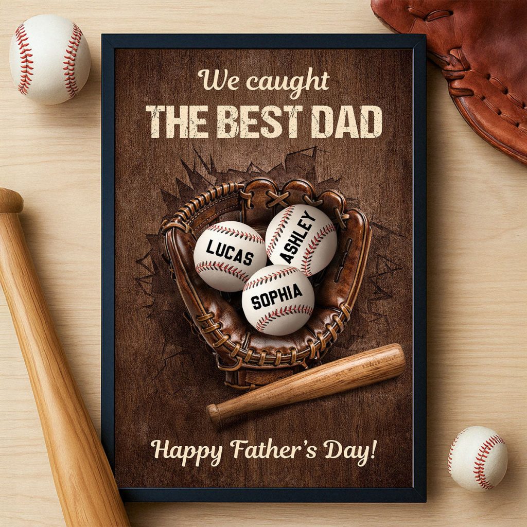 Happy Father's Day Baseball Dad - Personalized Poster - Heartfelt Father's Day Gift For Dad, Husband