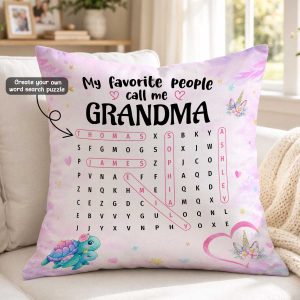 My Favorite People Call Me Grandma Word Search Puzzle - Personalized Pillow - Heartfelt Gift For Grandma