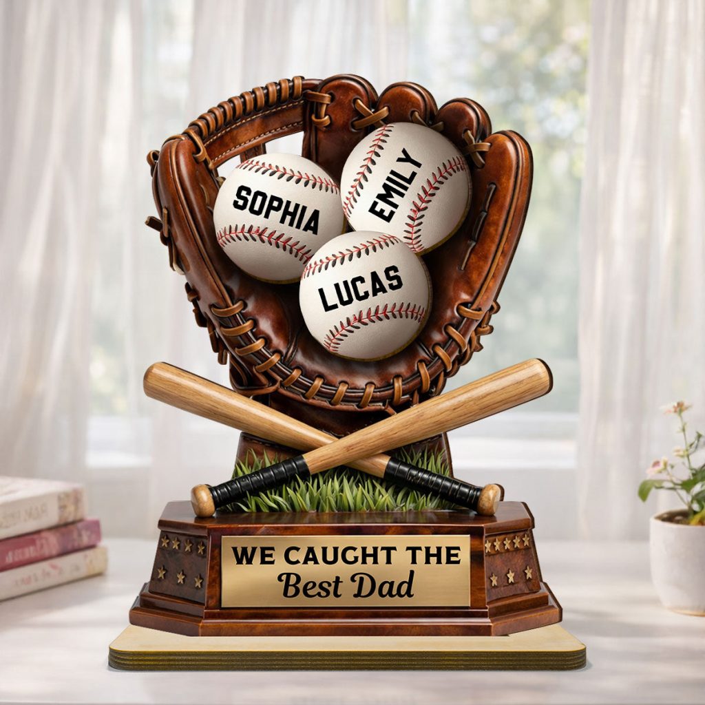 We Caught The Best Dad, Baseball Dad - Personalized 2-layered Wooden Plaque - Father's Day Gift For Dad, Husband